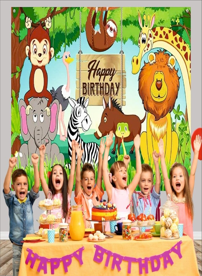 Party Baazaar Jungle Theme Birthday Backdrop 5x4 Ft | Backdrops for Decoration | Birthday Decoration Backdrop | Banner for Kids Theme Party - Image 5